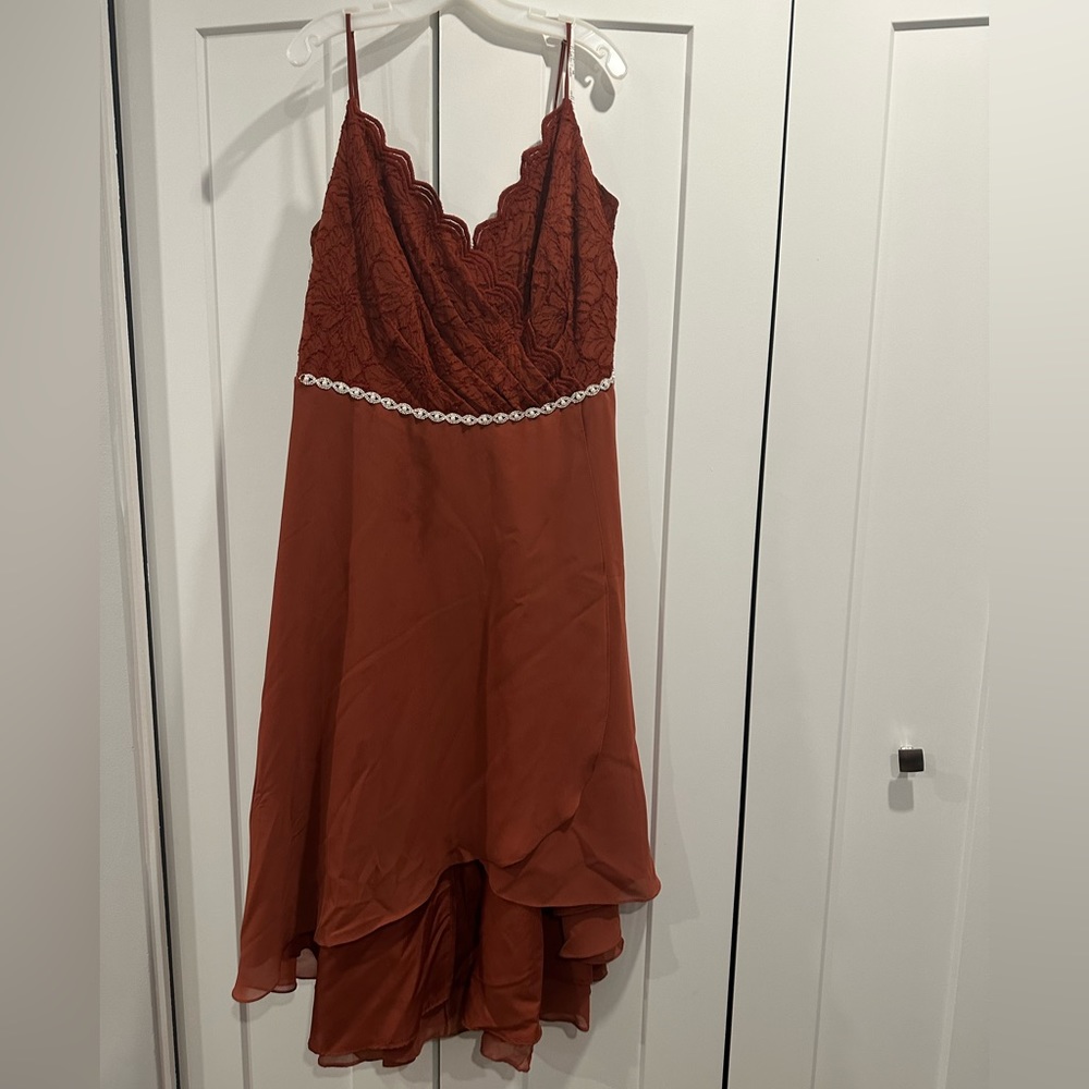 Orange Hi-Low Wedding Guest/Bridesmaid Dress